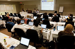 attendees at a bioinformatincs workshop panel discussion
